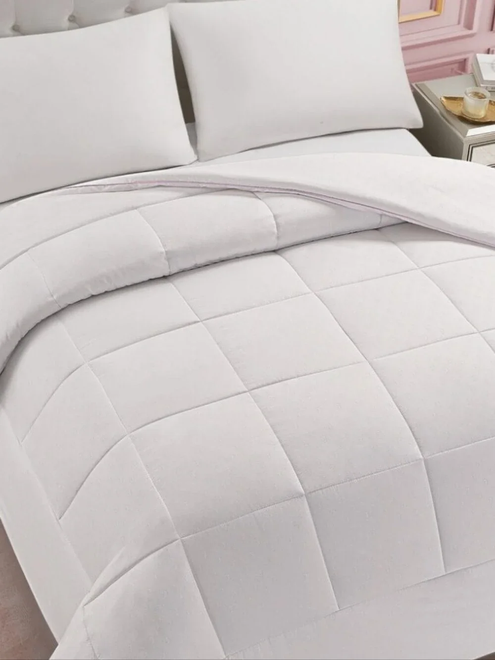 Juicy Couture Home Embossed Down Alternative Queen Comforter- White